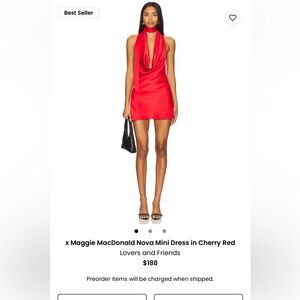 Lovers and Friends Mini Dress in Cherry Red. Size Medium, worn once for NYE